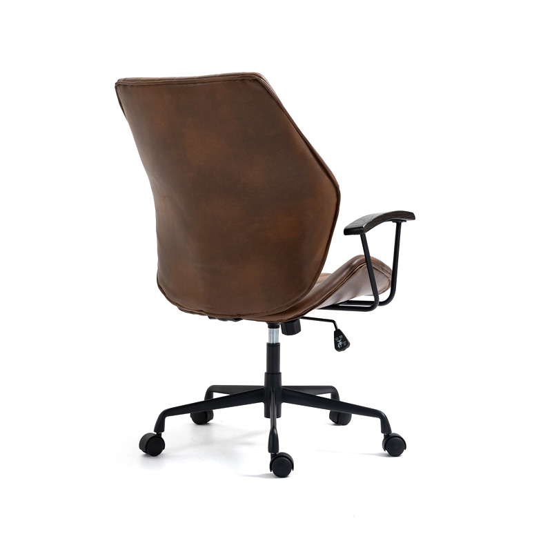 AH-1059 Italian Curved Wedge Desk Chair With Wooden Armrest