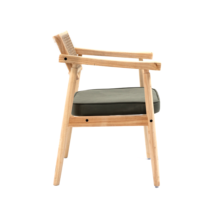 AH-1167M Nordic Style Rubberwood Frame Dining Chair With Wicker Back And Soft Cushioned Seat