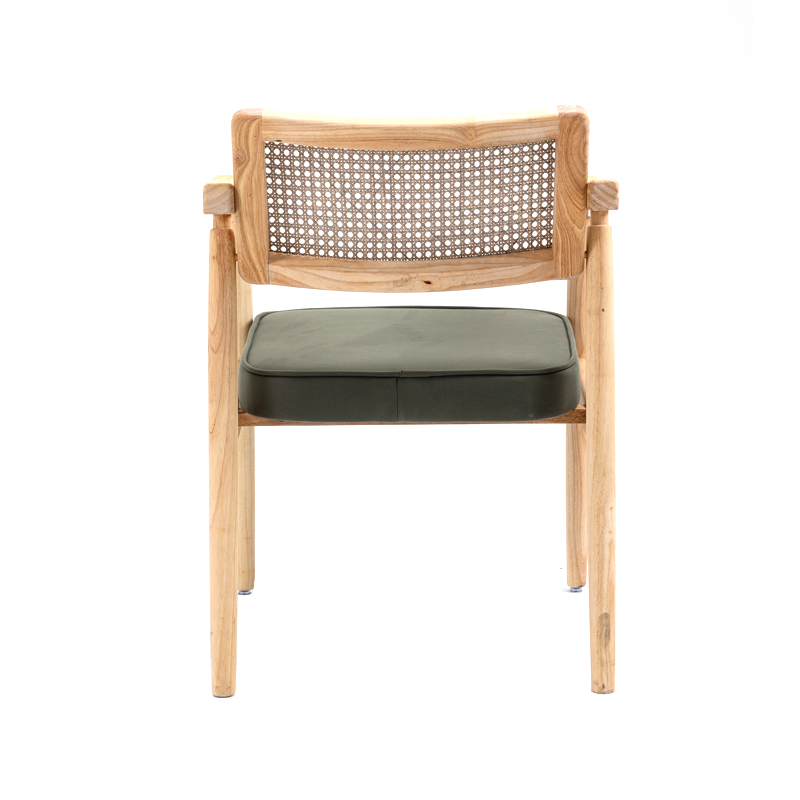 AH-1167M Nordic Style Rubberwood Frame Dining Chair With Wicker Back And Soft Cushioned Seat