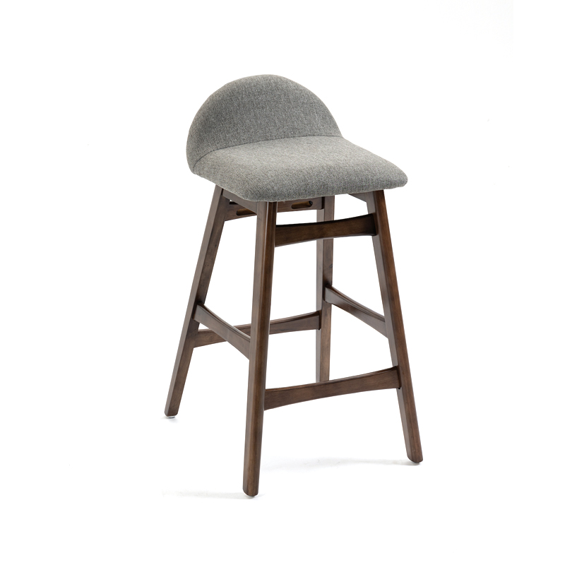 AH-2053 Solid Rubber Wood Knockdown Frame Low Cut Seat Back Barstool