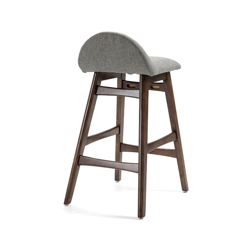 AH-2053 Solid Rubber Wood Knockdown Frame Low Cut Seat Back Barstool