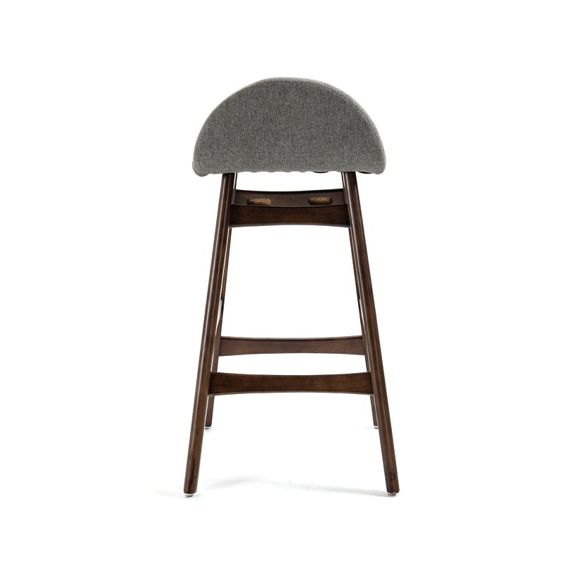 AH-2053 Solid Rubber Wood Knockdown Frame Low Cut Seat Back Barstool