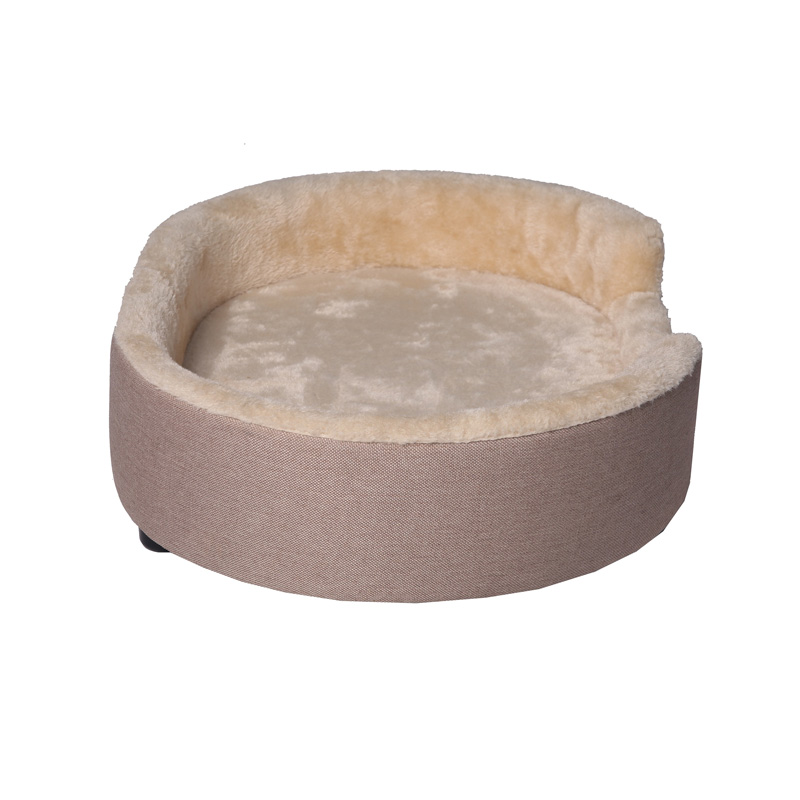 AH-6003 Shallow Dish Oval Pet Bed With Extra Warm Long Nape Fabric Lining