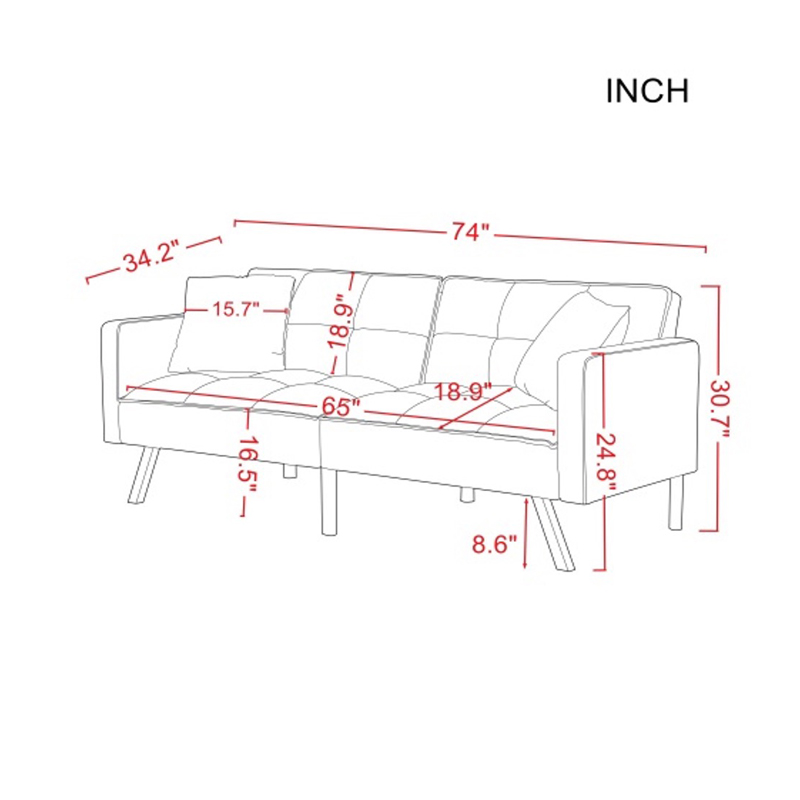 AH-0206 Retro Corporate Black And Chrome Two Tone Transforming Futon Sofa