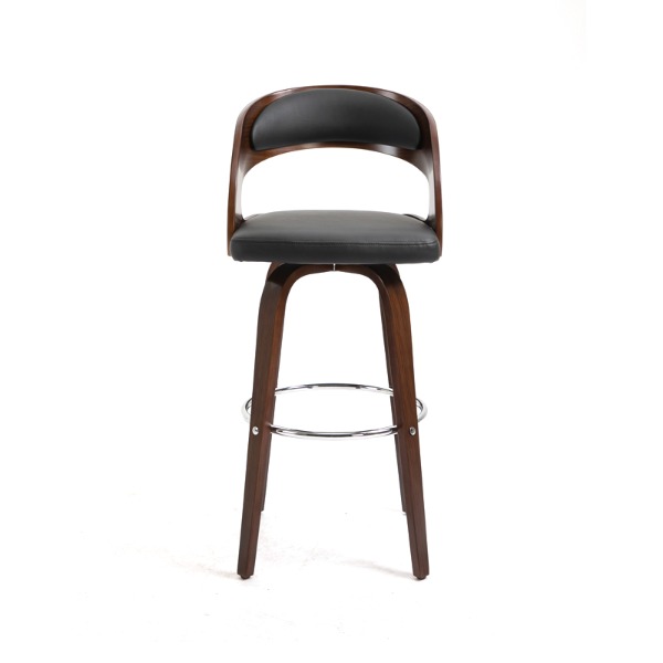 What features should I look for in a comfortable wood frame barstool?